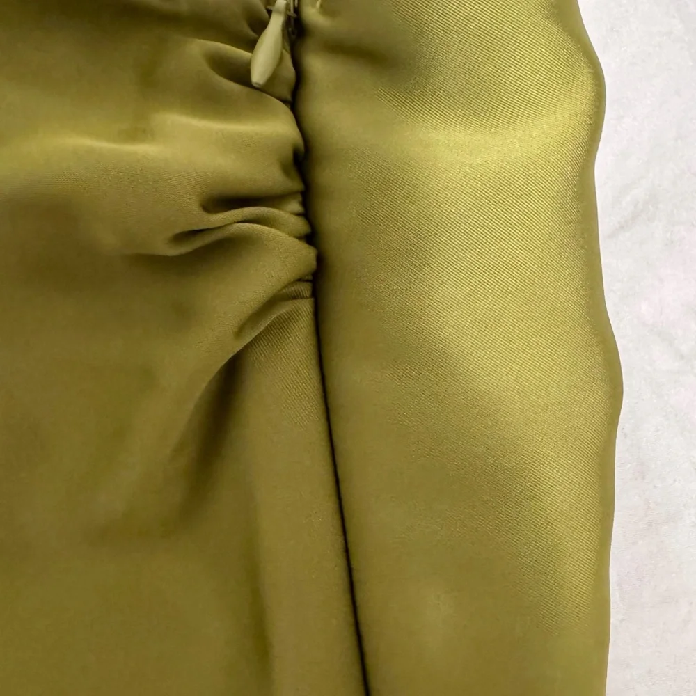 Zara Olive One Shoulder Satin Maxi Dress Size XS - Picture 5 of 5